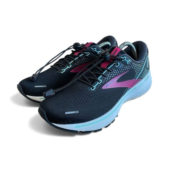 Brooks Ghost 14 Womens Size 9 Black Pink Mint (Medium) Running Sneakers Shoes - Picture 1 of 13